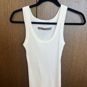 Enza Costa White Ribbed Sleeveless Tank Top